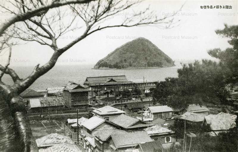 eb287-Asamushi Park form Yunoshima Aomori 公園より湯ノ島を望む