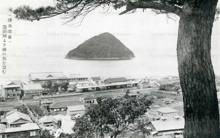 eb289-AsamushiAsamushi Hot Spring Over Looking Yushima 遊園地より湯の島を望む 淺虫温泉