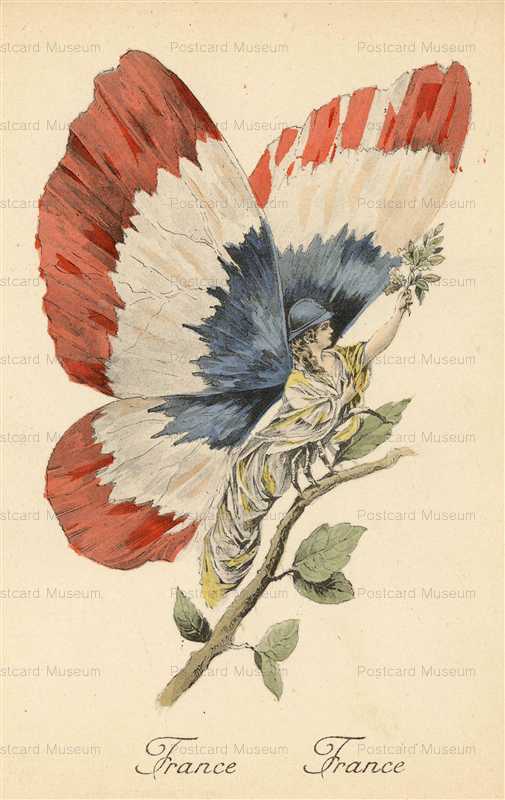 ee002-WWI War Satire France Butterfly Fairy