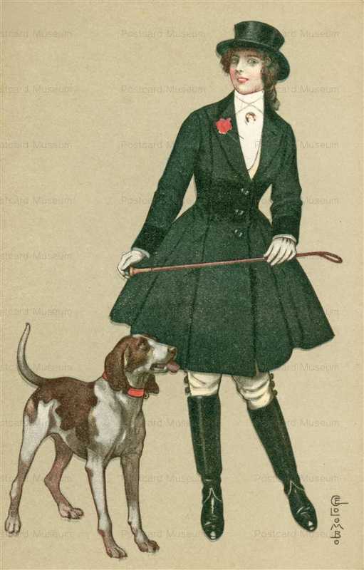 eo070-E Colombo Lady with Hound Hanting Dog