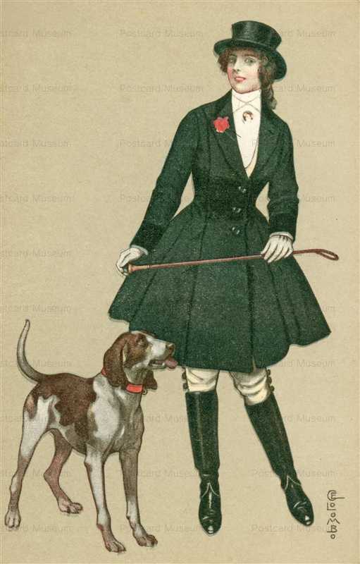 eo070-E Colombo Lady with Hound Hanting Dog