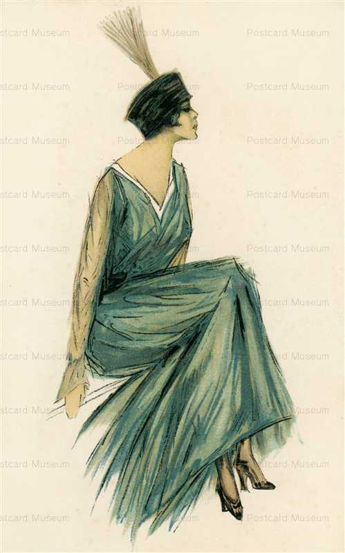 fa122-Blue Dress Glamour Italian Art Deco