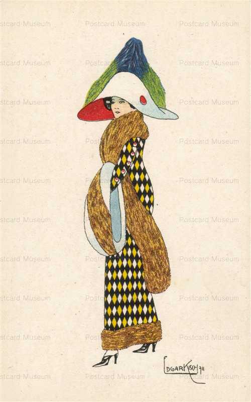 fa140-Ldgar Kisch Lozenge Pattern Dress