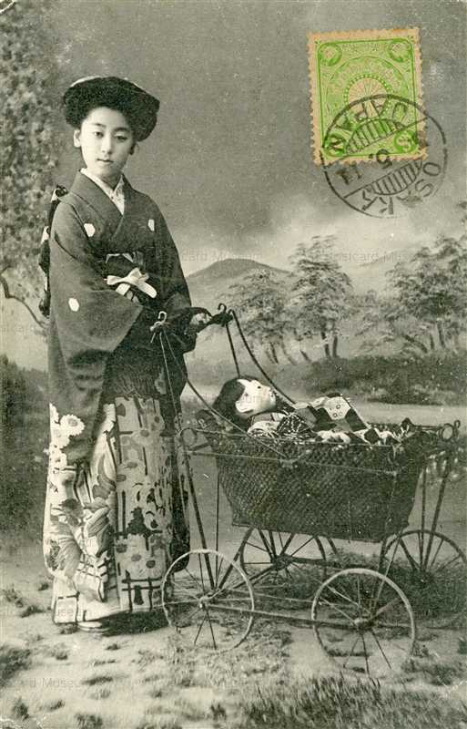 fib110-市松人形 人形遊び 乳母車