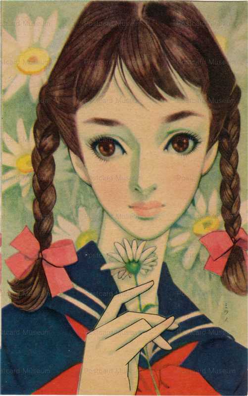 【おすすめ】 fn030f-藤田ミラノ 絵葉書資料館 | お下げ 白菊 コレクション