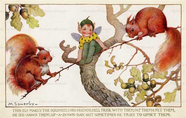 fo612-Millicent Sowerby Fairies with Red Squirrels