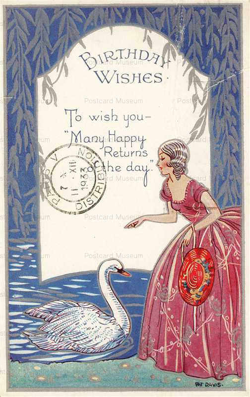 hb011-Birthday Swan & Lady