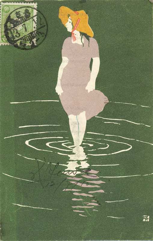 in020-一条成美 水辺の女性 | 絵葉書資料館