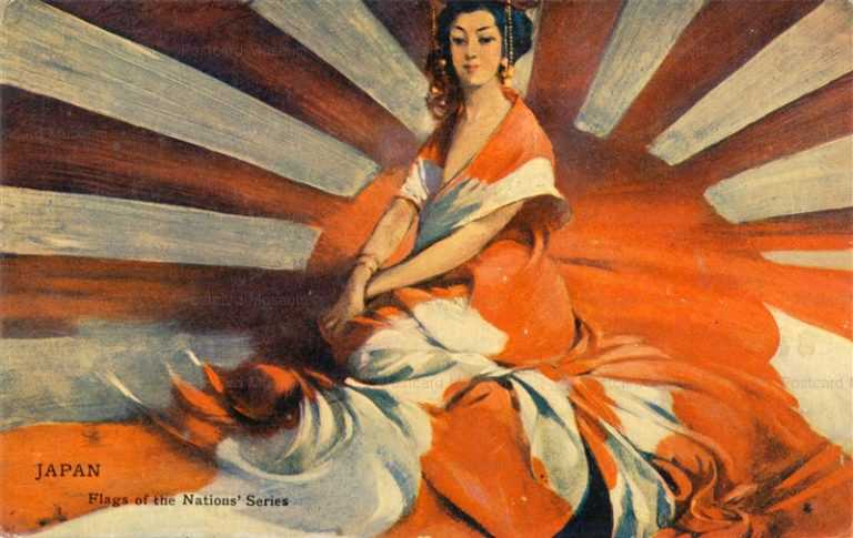 jp140-Early Japan Flags Nations Series Woman