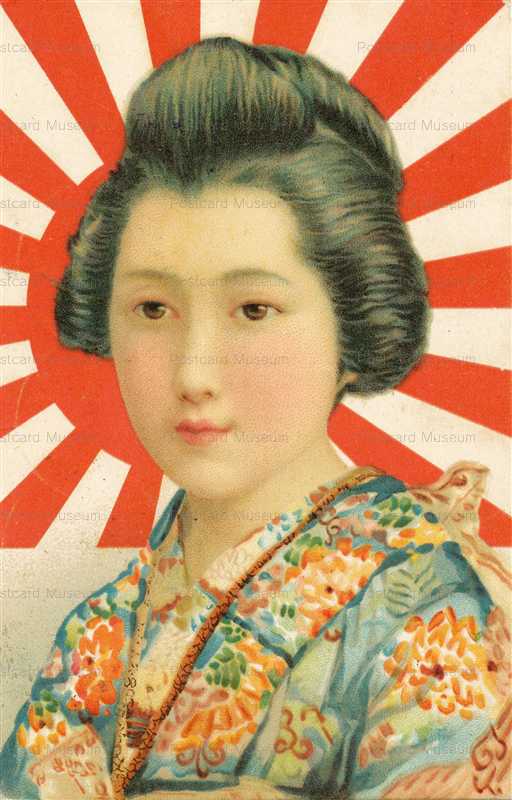 jp150-Portrait Girl&Flag of Japan