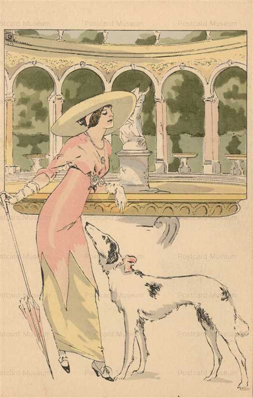 lgc001-L G Conner Fation Lady with Borzoi