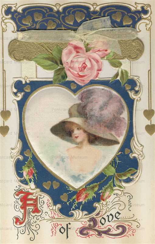 mx030-Valentine Winsch lady on a silk heart Opens Cupid inside