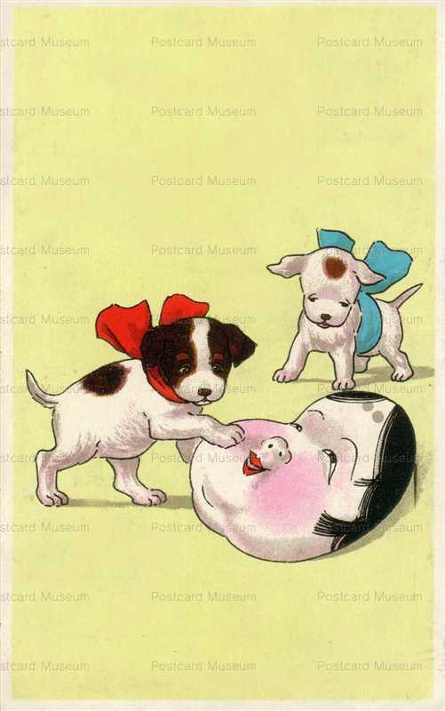 ni120-お多福の面に戯れる犬