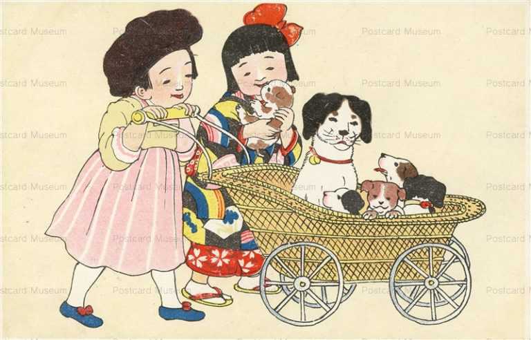 ni310-子犬の乳母車と女の子
