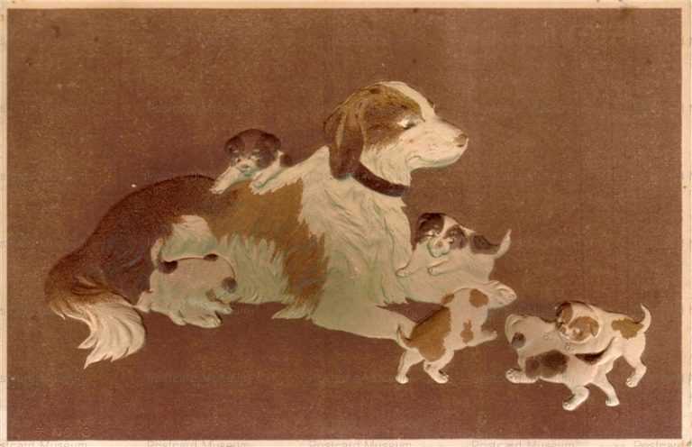 ni640-親子の犬 7dog family emboss エンボス