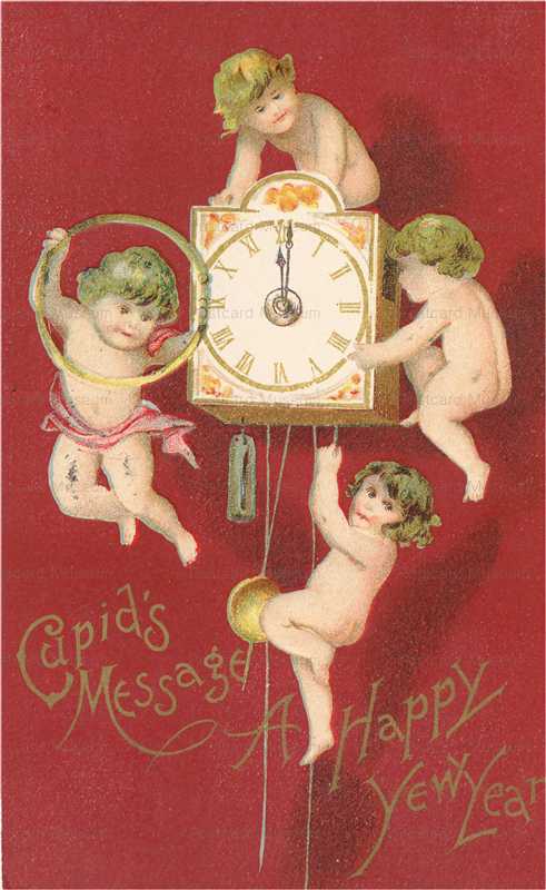 ny110-Happy New Year Cupids Massage Clock