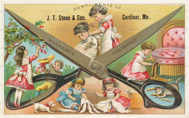 ps180-Trade Card Gardiner ME Scissors J T Stone & Son