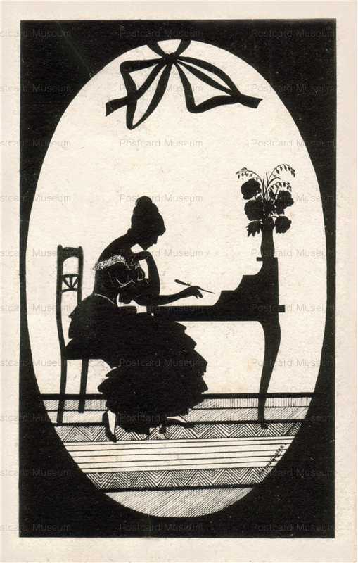 sib015-Writing Letter Lady Silhouette