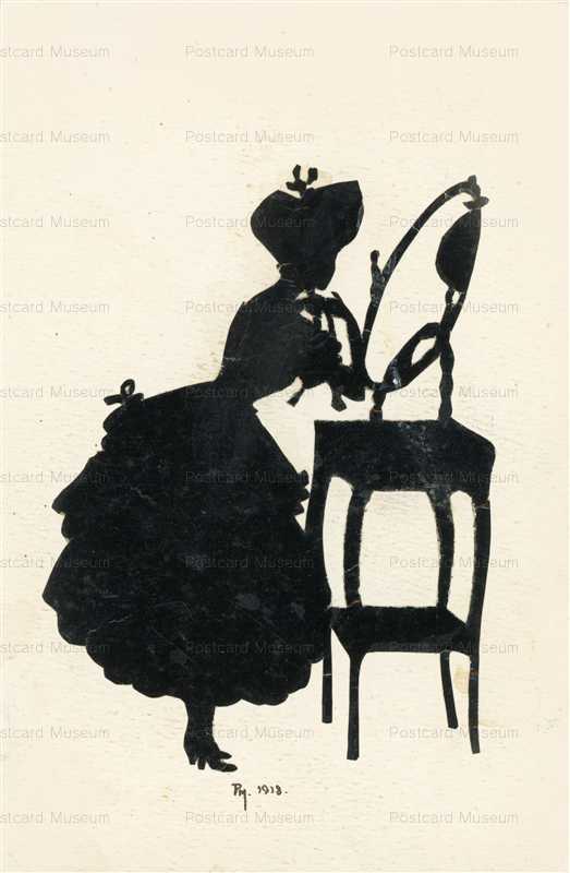 sib023-Bonnet Lady Look in Mirror Silhouette