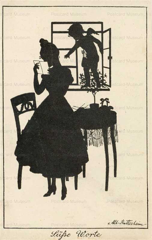 sib025-Reading Letter Lady Silhouette