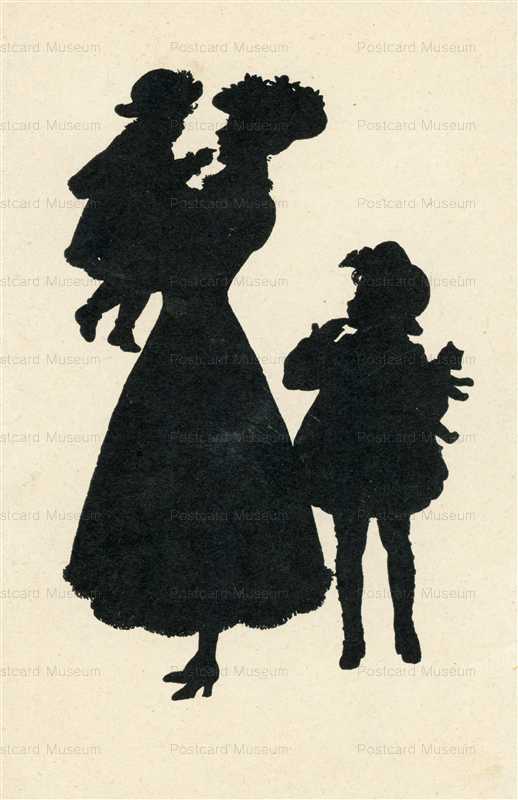 sib055-Mother with Children Silhouette