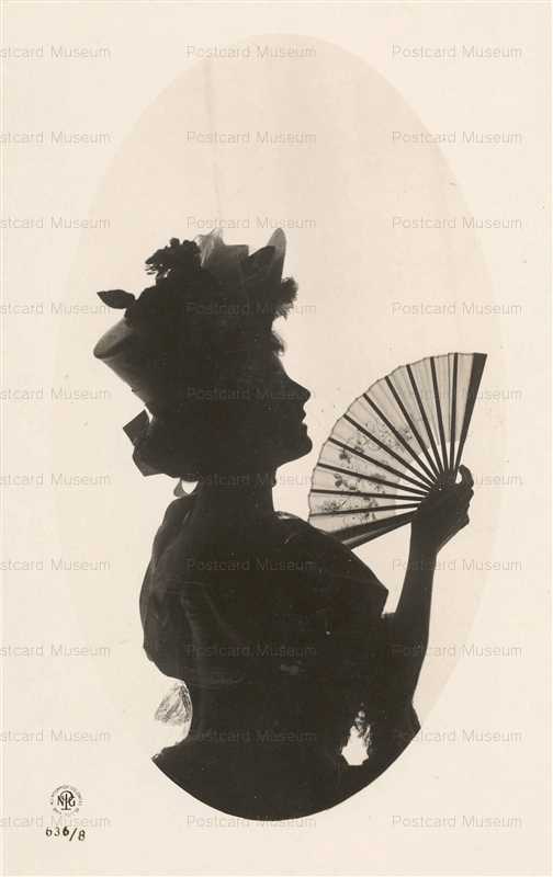 sib067-Edwardian Lady with Fan Silhouette