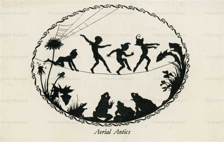 sib530-Margaret Tarrant Elfin Series Silhouette Aerial Antics