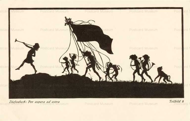 sib570-Silhouette Diefenbach Fidus Art Fairy Musicians Procession