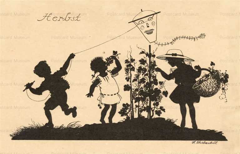 sib635-Herbst Kite-Flying Silhouette