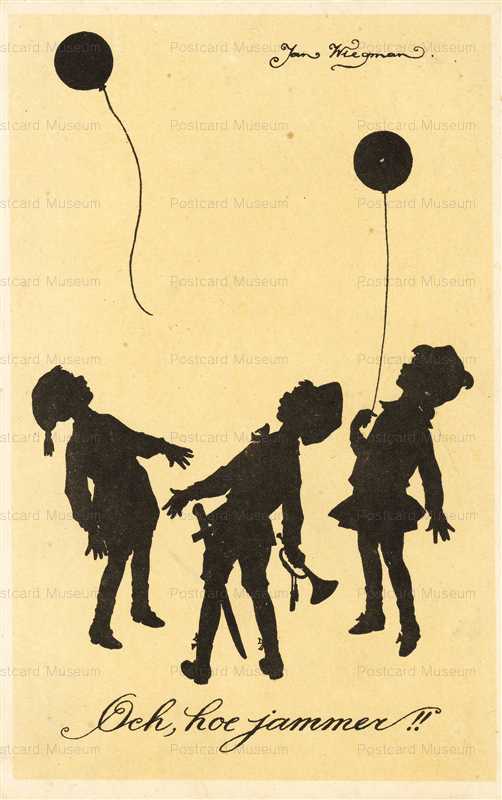 sib662-Silhouette Chidren and Balloon