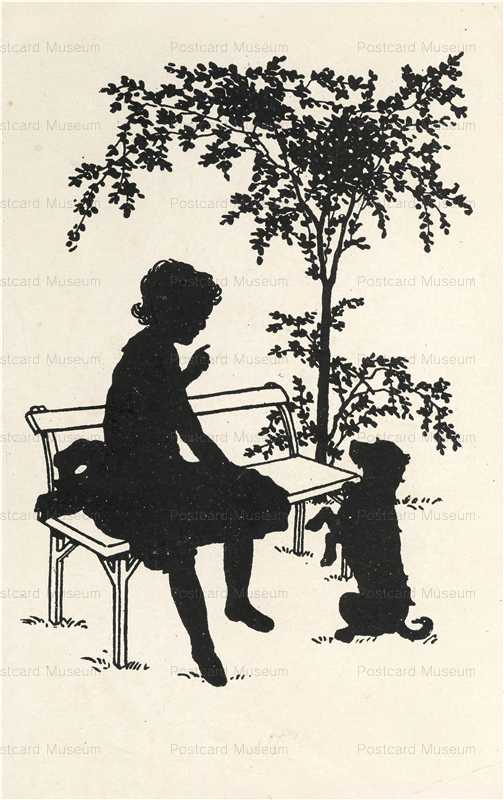 sib730-Silhouette Fillette et chien