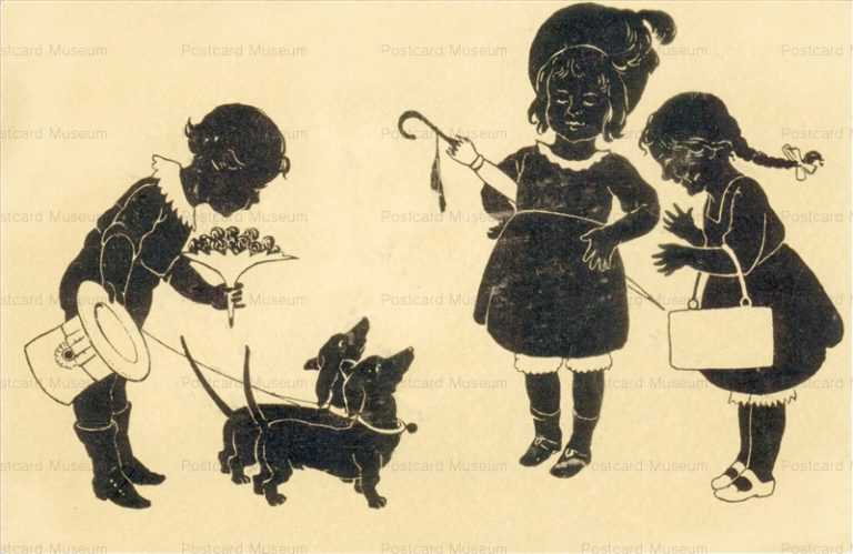 sib765-Dachshund Dogs with Top Hat Boy and Girls