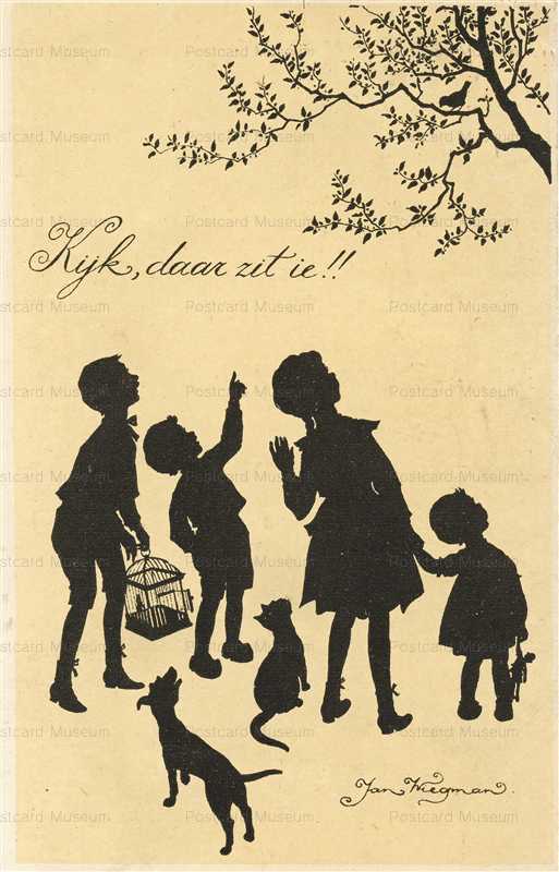 sib770-Silhouette Chidren Find Bird