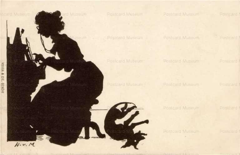 sib870-HVM Silhouette Piano Music Sick Dog