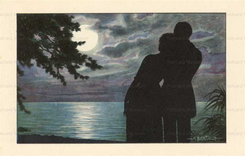 sic040-Aurelio Bertiglia Silhouette of lovers in Moonlight