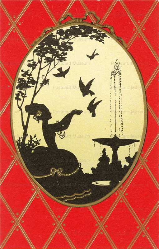 sic072-Aristocrat Silhouette Lady and Fountain