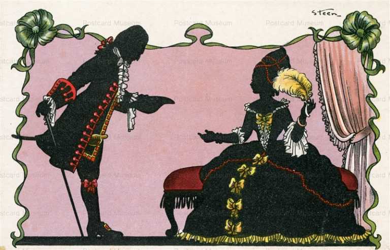 sic087-Silhouette Steen 18th Century Courting Couple