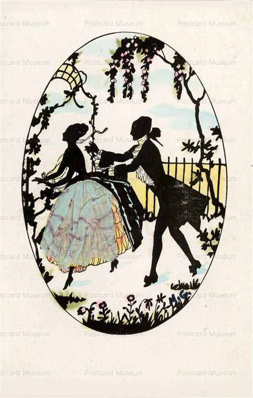sic092-Silhouette Victorian Couples Silk on Dress