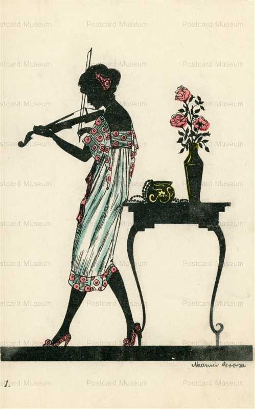 sic365-Manni Grosze Art Deco Woman Plays Violin Silhouette