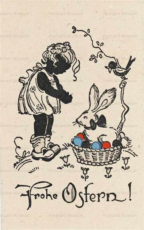 sic705-Silhouette Girl with Easter Rabbit & Eggs
