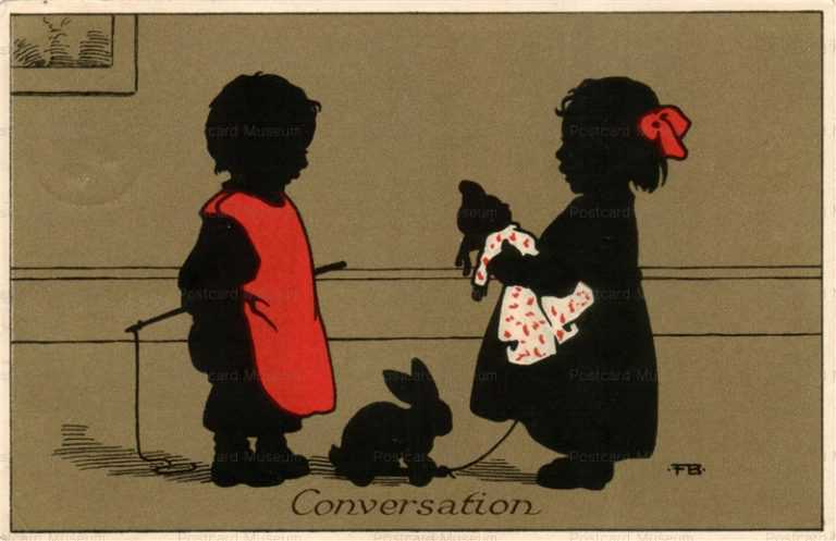 sic740-Conversation Boy and Girl with Rabbit