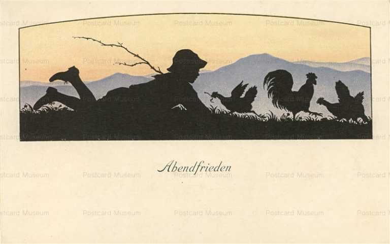 sic780-Silhouette Boy & Chickens