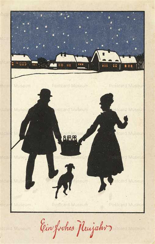 sic820-Silhouette Couple with Dog