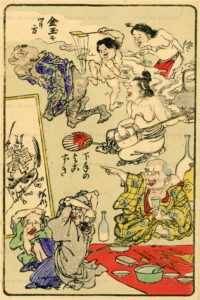 ukk606-暁斎 狂斎百図 一 金玉も釣り方 下手の横好き