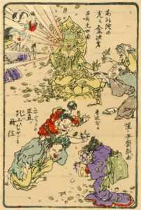 ukk613-暁斎 狂斎百図 一 阿弥陀の光も金次第 正直の頭に神宿る