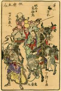ukk638-暁斎 狂斎百図 一 牛は牛づれ 牡丹花肖柏老 七夕の恋人 天神さま 鬼童丸