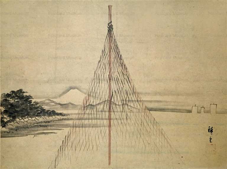 uzo110-広重 干網のある遠く富士の見える海辺