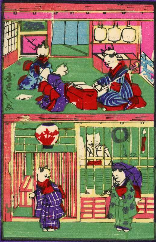 uzo370-おもちゃ繪 三味線の稽古 傘