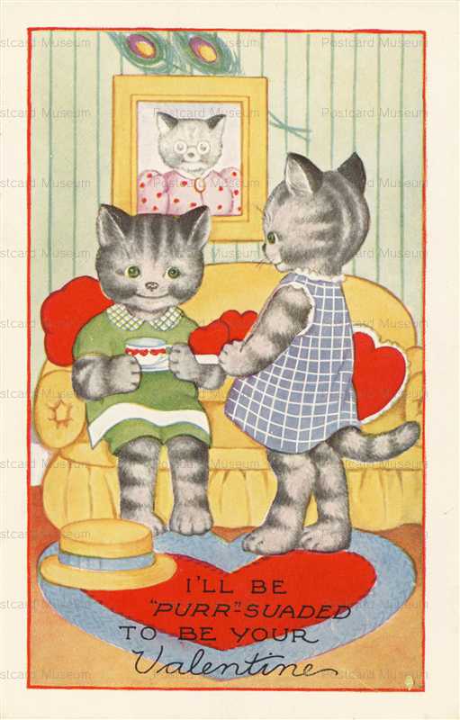 v019-Dressed cat Valentine have tea