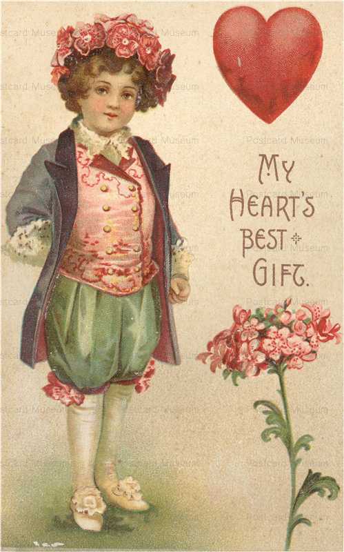 v050-Love Heart ArrowMy Heart's Best Gift Heart and Flowers